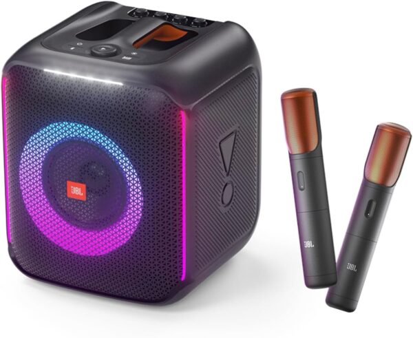 JBL PartyBox Encore 2 Mic - Portable Party Speaker with Two Digital Wireless mics, 100W Powerful Sound, Built-in Dynamic Light Show, and Splash Proof Design - Black - Image 10