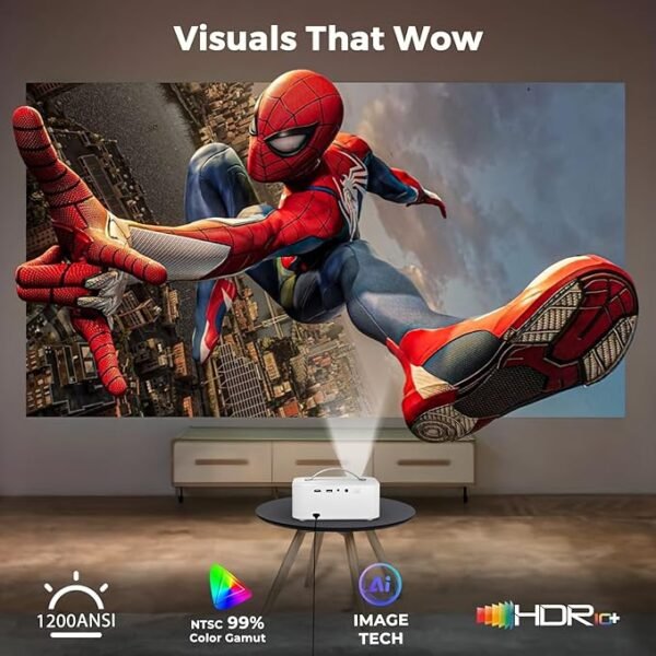 [AI OS/1200ANSI/Official-Apps] Projector 4K, Smart TV Projector Bluetooth 5.2 WiFi 6: Auto Keystone Focus, 30W Dolby Audio, Native 1080P HDR10+, Lisowod 2025 Portable Projecteur for Outdoor/Home Movie - Image 3
