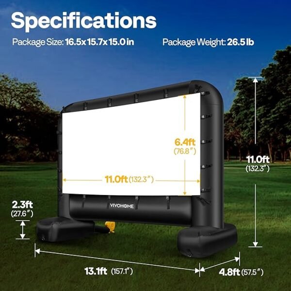 VIVOHOME 17 FT Inflatable Projector Screen for Outside, Blow Up Movie Screen Outdoor Use, Mega Large TV Screen with Carry Bag for Backyard - Image 2