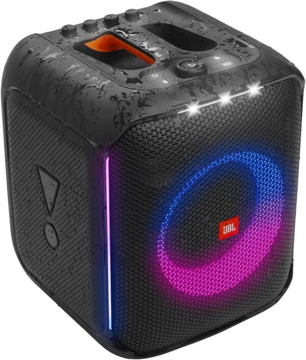 JBL PartyBox Encore 2 Mic - Portable Party Speaker with Two Digital Wireless mics, 100W Powerful Sound, Built-in Dynamic Light Show, and Splash Proof Design - Black - Image 9