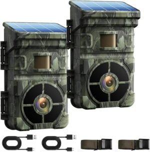 VOOPEAK Trail Camera 2 Pack - 4K 48MP 2500mAh Rechargeable Battery Game Cameras, Advanced Night Vision Ultra-Fast 0.1s Trigger Speed Trail Cam for Wildlife Monitoring