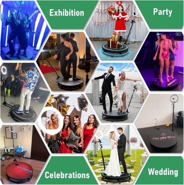 MWE 360 Photo Booth Machine for Parties with Flight Case,Logo Customization,Software APP Remote Automatic 360 Spin Camera Video Booth for 3-4 People (31.5"+Flight Case) - Image 2