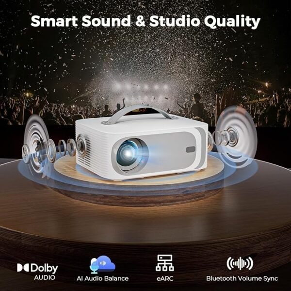 [AI OS/1200ANSI/Official-Apps] Projector 4K, Smart TV Projector Bluetooth 5.2 WiFi 6: Auto Keystone Focus, 30W Dolby Audio, Native 1080P HDR10+, Lisowod 2025 Portable Projecteur for Outdoor/Home Movie - Image 6