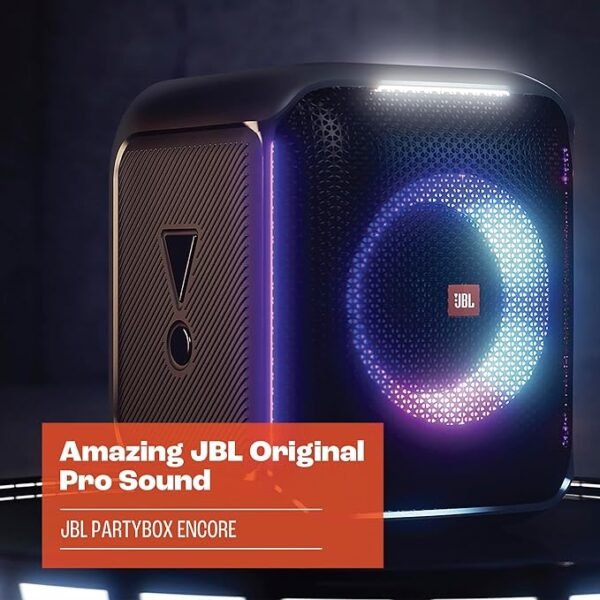 JBL PartyBox Encore 2 Mic - Portable Party Speaker with Two Digital Wireless mics, 100W Powerful Sound, Built-in Dynamic Light Show, and Splash Proof Design - Black - Image 4