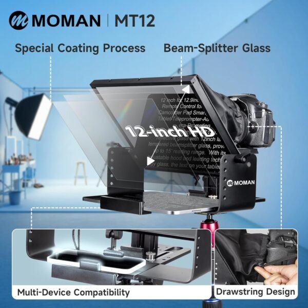 Moman Teleprompter, MT12 Metal Prompter Kit 12 inch - Image 8