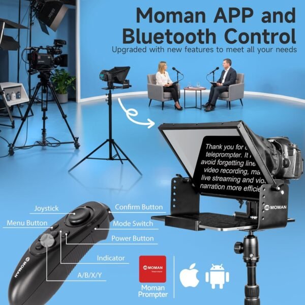 Moman Teleprompter, MT12 Metal Prompter Kit 12 inch - Image 6