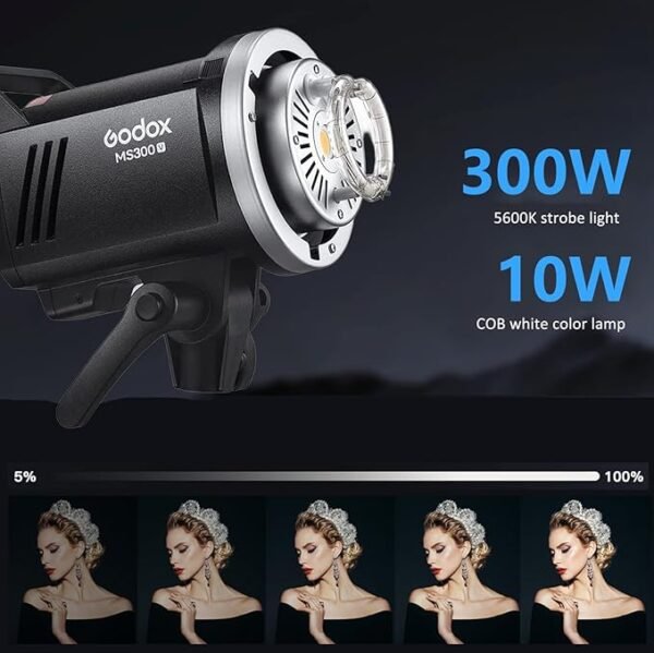 Godox MS300V Studio Strobe Light Kit for Photography, 600W Flash Softbox Lighting with 2.4G X System APP Controlled Monolights, Flash Trigger, Softbox, Light Stands, Reflector Storage Bag, Umbrella - Image 4