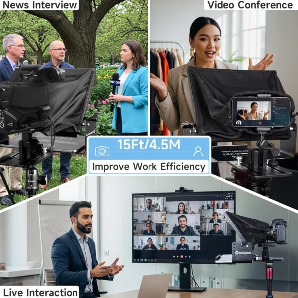 Moman Teleprompter, MT12 Metal Prompter Kit 12 inch - Image 3