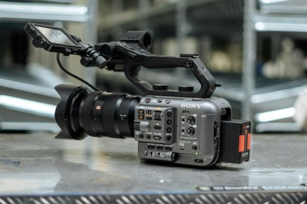 High-quality video camcorder with advanced features on display indoors.