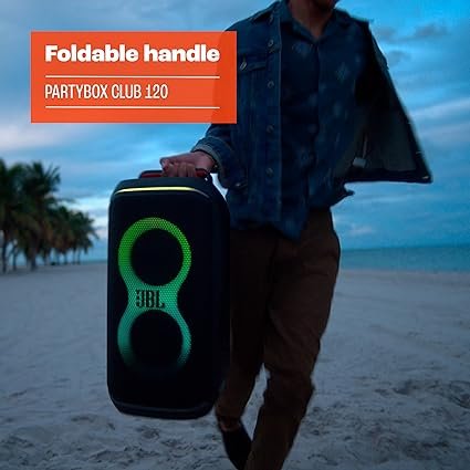 JBL PartyBox Club 120 - Portable Party Speaker with Foldable Handle, Powerful JBL Pro Sound, Futuristic lightshow, Up to 12 Hours of Play time, Splash Proof, Dual Mic & Guitar Inputs - Image 7