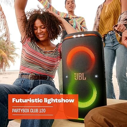 JBL PartyBox Club 120 - Portable Party Speaker with Foldable Handle, Powerful JBL Pro Sound, Futuristic lightshow, Up to 12 Hours of Play time, Splash Proof, Dual Mic & Guitar Inputs - Image 6