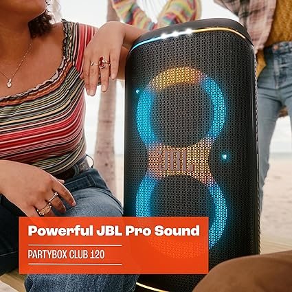 JBL PartyBox Club 120 - Portable Party Speaker with Foldable Handle, Powerful JBL Pro Sound, Futuristic lightshow, Up to 12 Hours of Play time, Splash Proof, Dual Mic & Guitar Inputs - Image 5