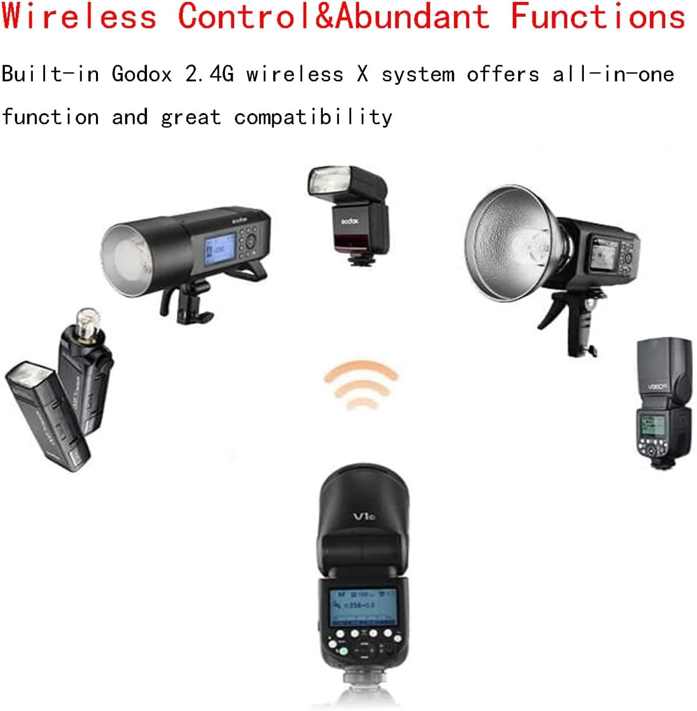 Godox V1 V1-S V1S Round Head Camera Flash for Sony Flash Speedlight Speedlite Light,76Ws 2.4G TTL1/8000 HSS,480 Full Power Shots,1.5s Recycle Time,2600mAh Li-ion Battery,10 Levels LED Modeling Lamp - Image 6