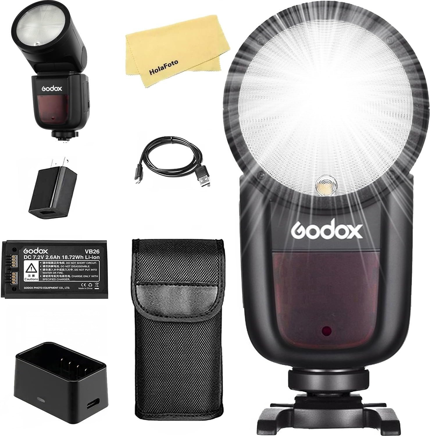 Godox V1 V1-S V1S Round Head Camera Flash for Sony Flash Speedlight Speedlite Light,76Ws 2.4G TTL1/8000 HSS,480 Full Power Shots,1.5s Recycle Time,2600mAh Li-ion Battery,10 Levels LED Modeling Lamp